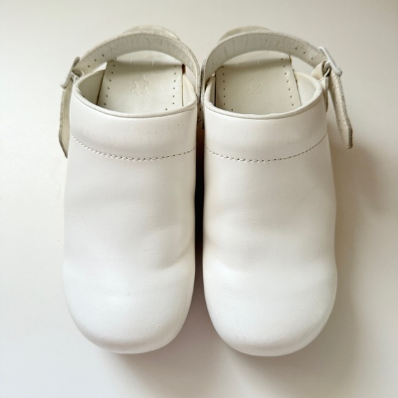 Dansko White Leather Backstrap Clogs - Picture 2 of 6